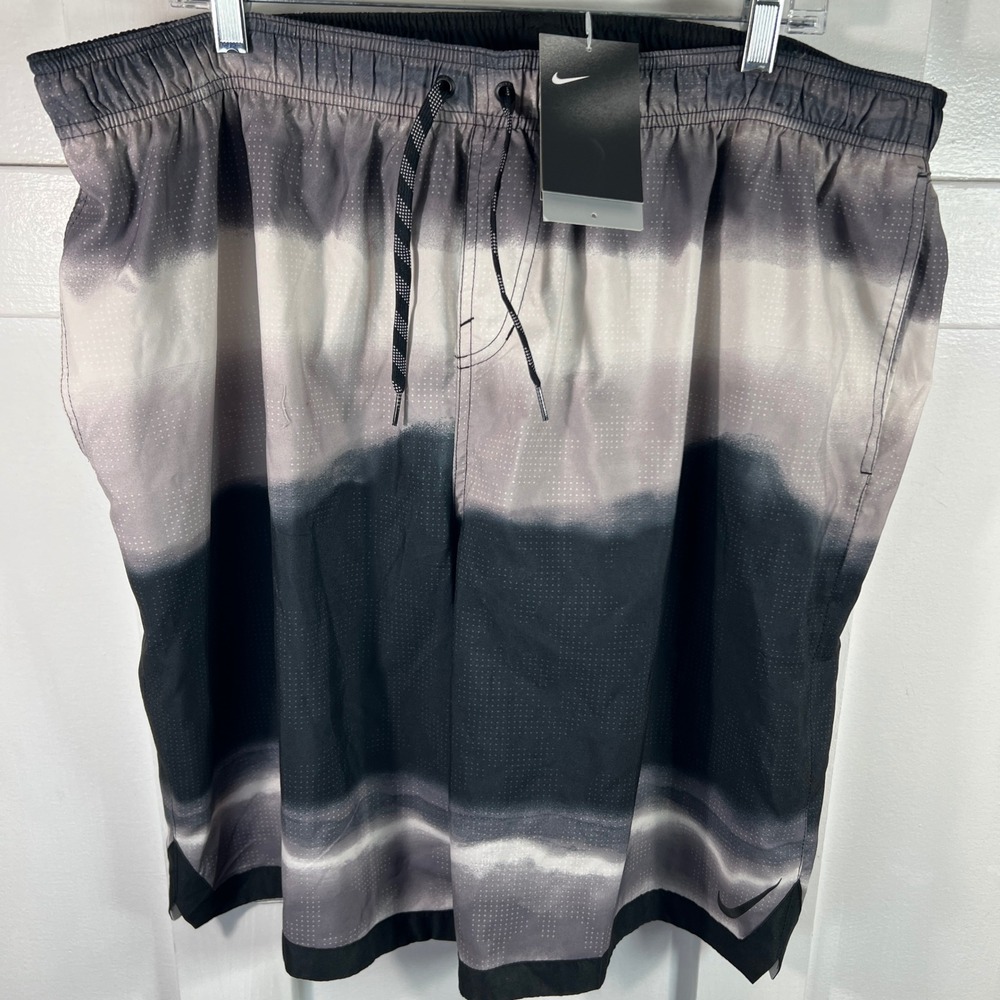 Nike Mens Swim Trunks 4XL NESS9781-001 Grey Black Ombre Gradient Mesh Lined NWT